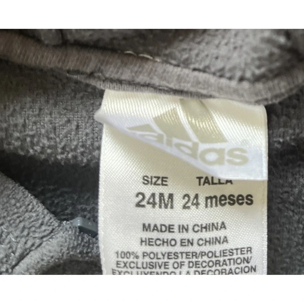 Adidas Toddler Size 24 Months Boys Zip Up‎ Fleece Sweatshirt Soccer Stripe Gray